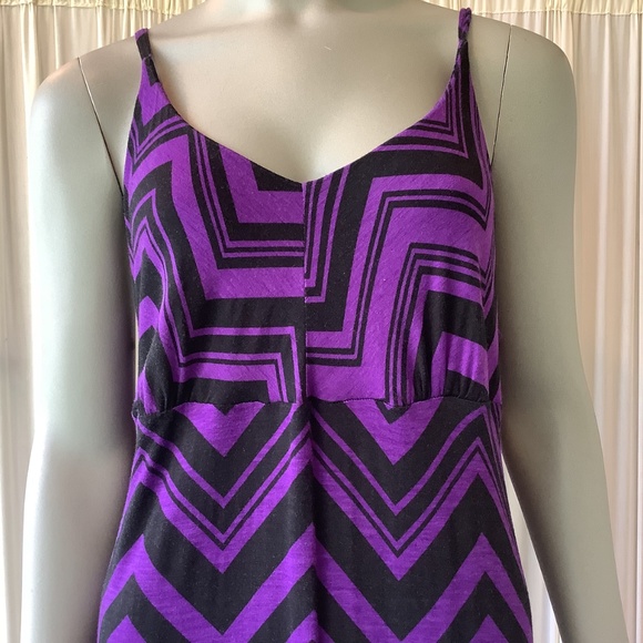 Olivia Moon Maxi Sun Dress Purple Black Abstract Size Large - Picture 2 of 7